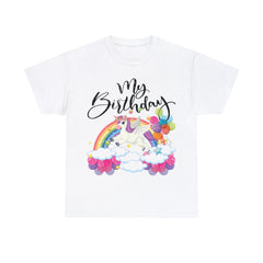 My Birthday Retro Unicorn and Rainbow T-Shirt