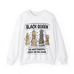 Womens Black Queen Most Powerful Chess African Crewneck Sweatshirt