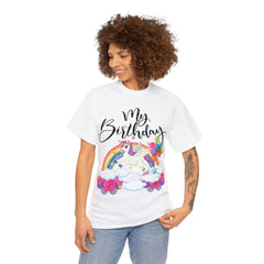 My Birthday Retro Unicorn and Rainbow T-Shirt