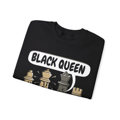 Womens Black Queen Most Powerful Chess African Crewneck Sweatshirt
