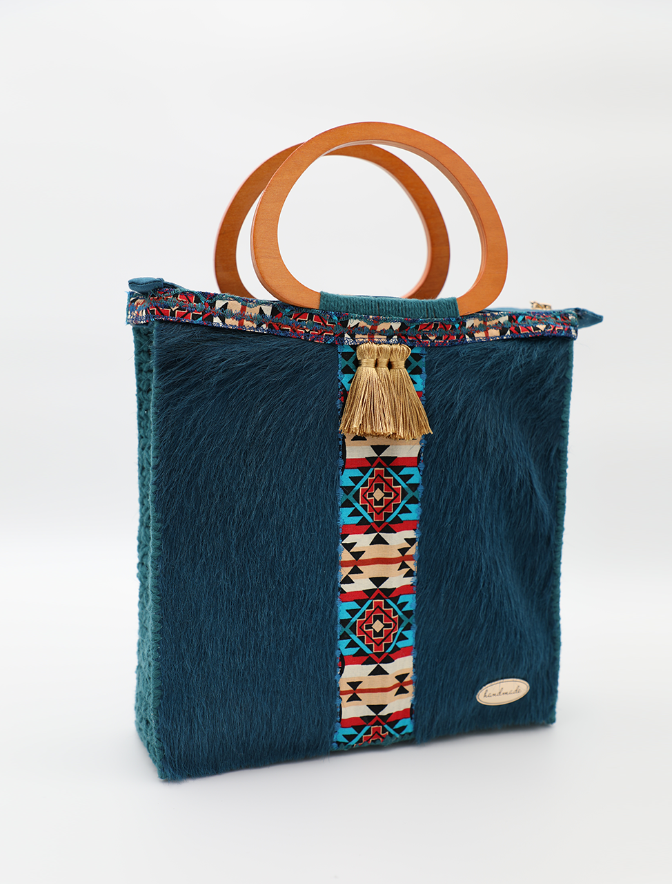 Chic Western Elegance: Teal Blue Handcrafted Handbags by Meryarts with Stylish Zipper Detail