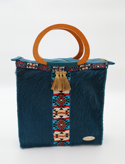 Chic Western Elegance: Teal Blue Handcrafted Handbags by Meryarts with Stylish Zipper Detail