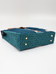 Chic Western Elegance: Teal Blue Handcrafted Handbags by Meryarts with Stylish Zipper Detail