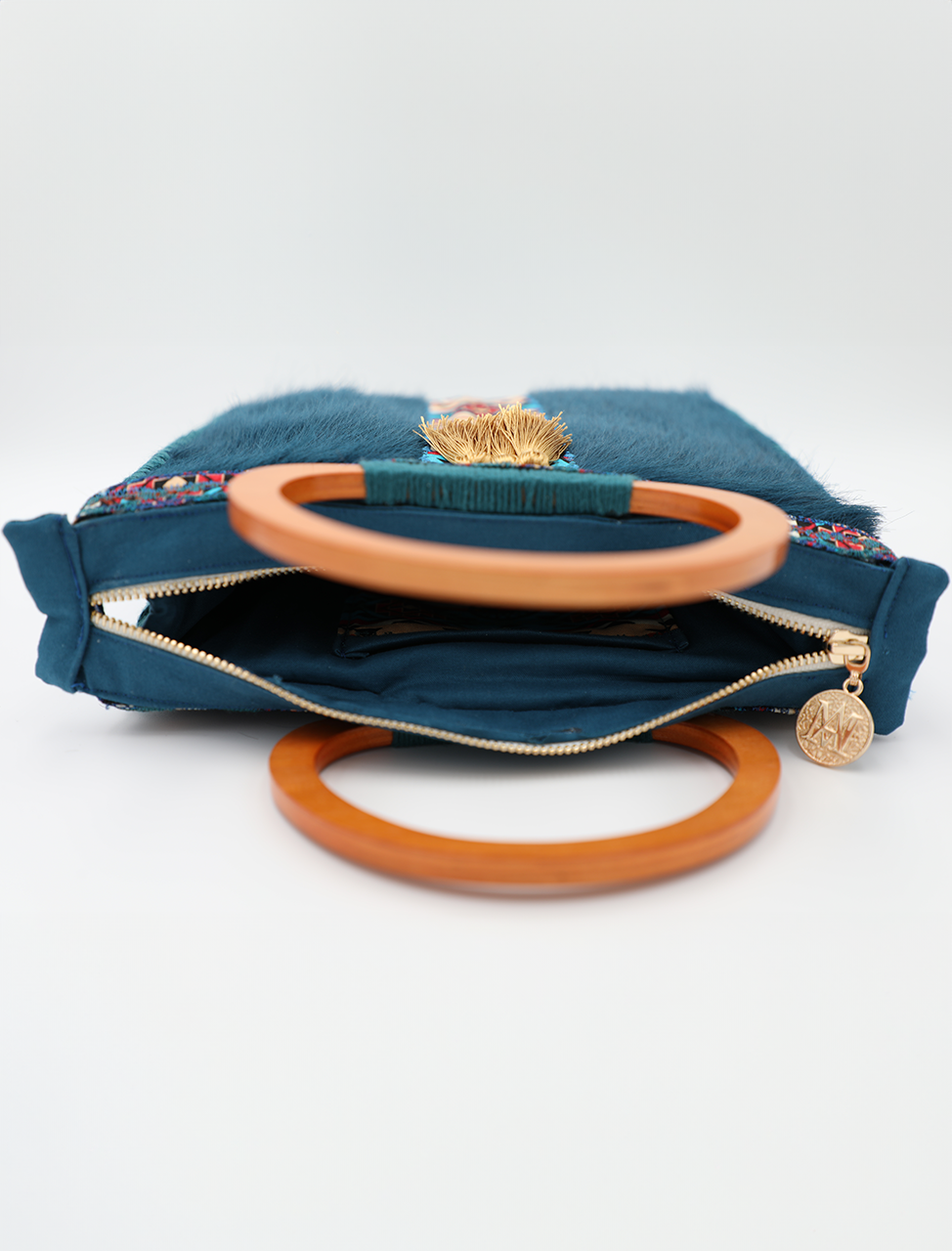 Chic Western Elegance: Teal Blue Handcrafted Handbags by Meryarts with Stylish Zipper Detail