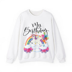 My Birthday Retro Unicorn And Rainbow Crewneck Sweatshirt