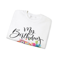 My Birthday Retro Unicorn And Rainbow Crewneck Sweatshirt