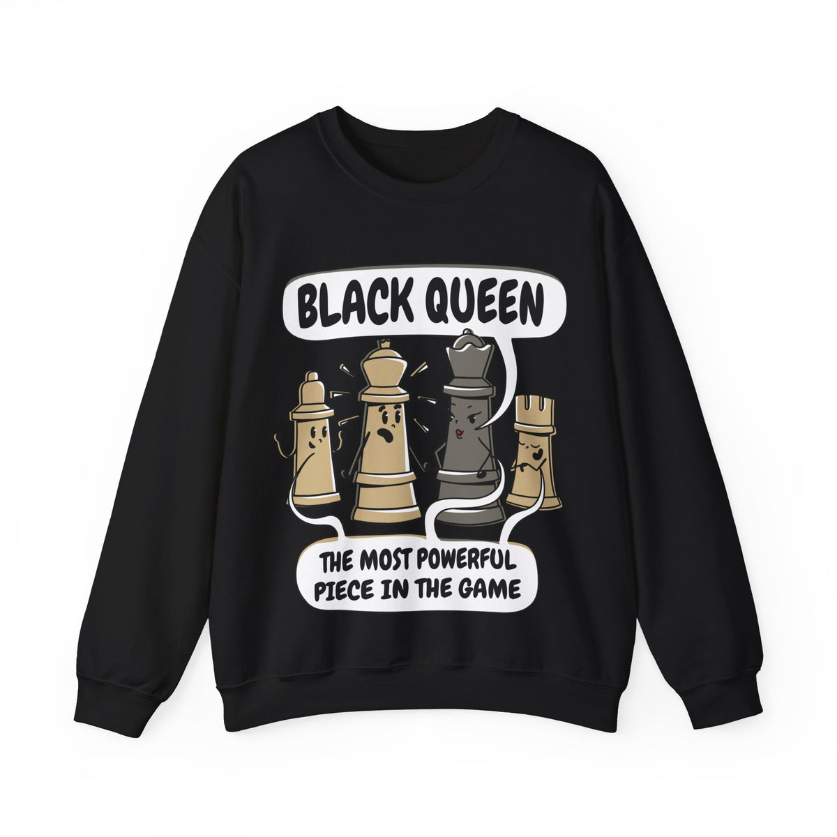 Womens Black Queen Most Powerful Chess African Crewneck Sweatshirt