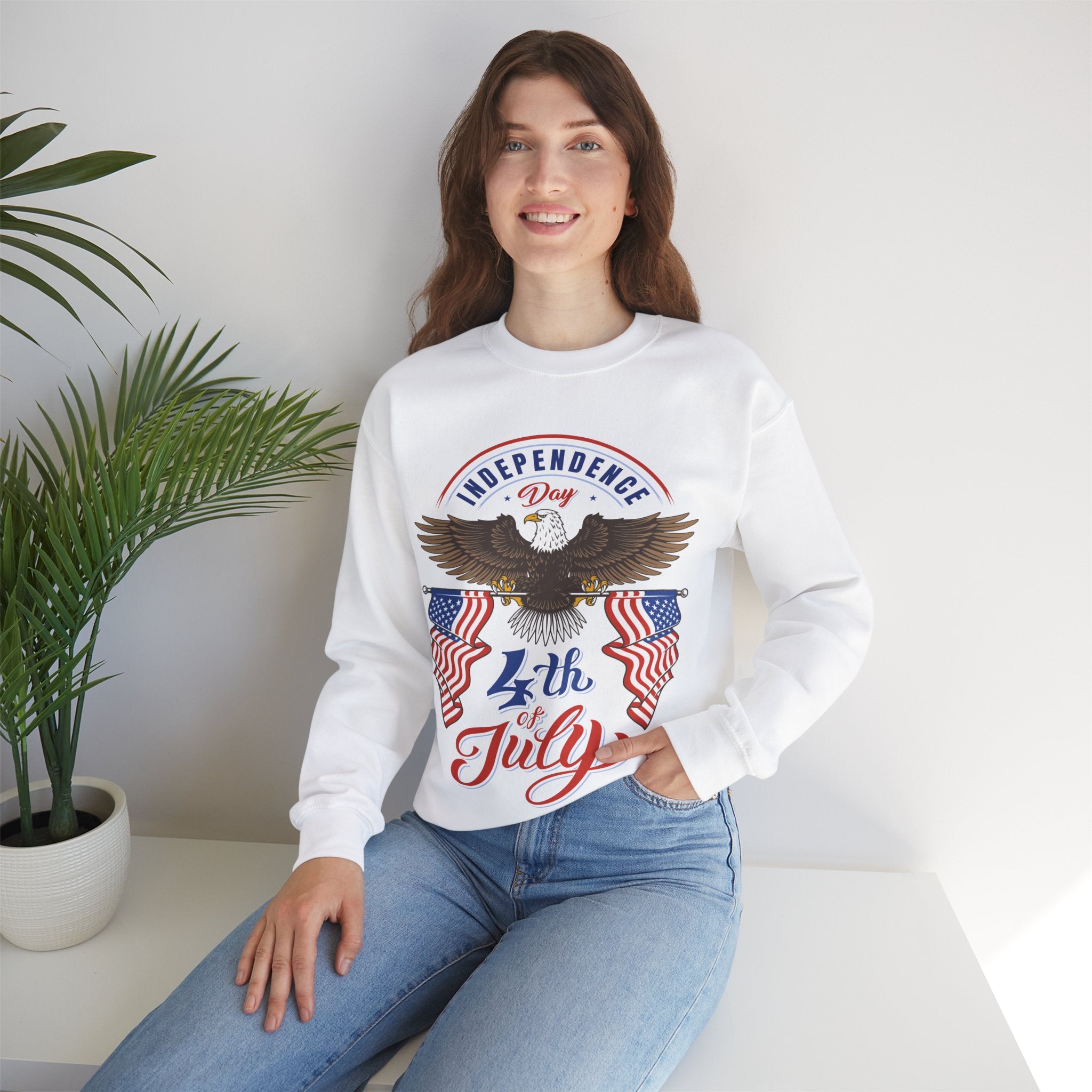 USA Fireworks 4th Of July Flag America Patriotic Crewneck Sweatshirt