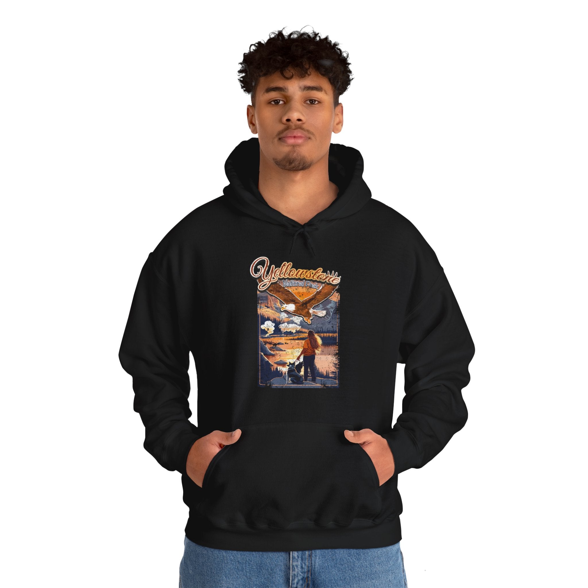 Yellowstone National Park Vibrant Sunset Over A Tranquil Lake Hoodie