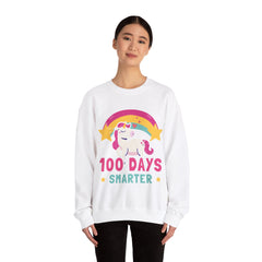 Smarter 100th Day Of School Unicorn Rainbow Crewneck Sweatshirt