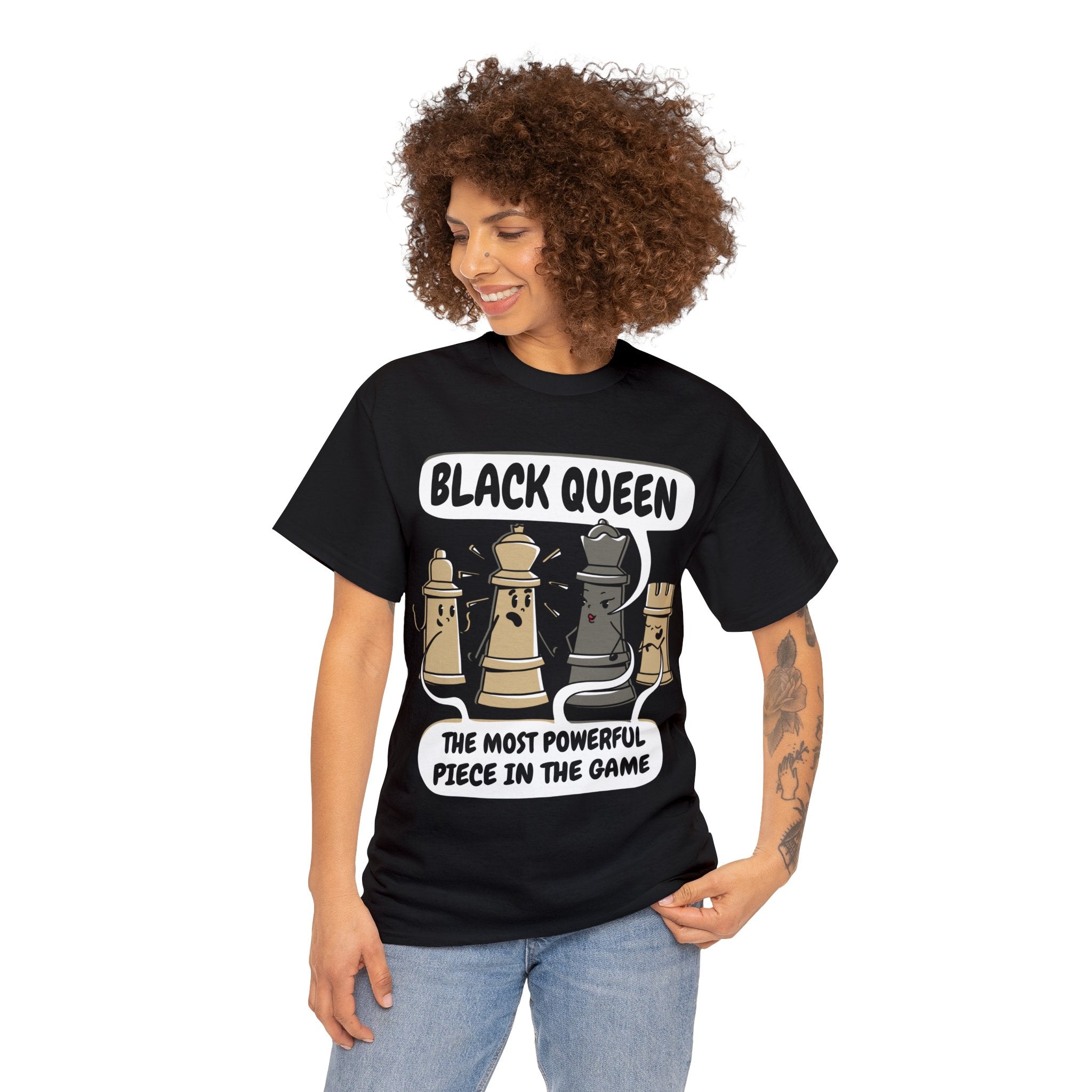 Womens Black Queen Most Powerful Chess African T-Shirt