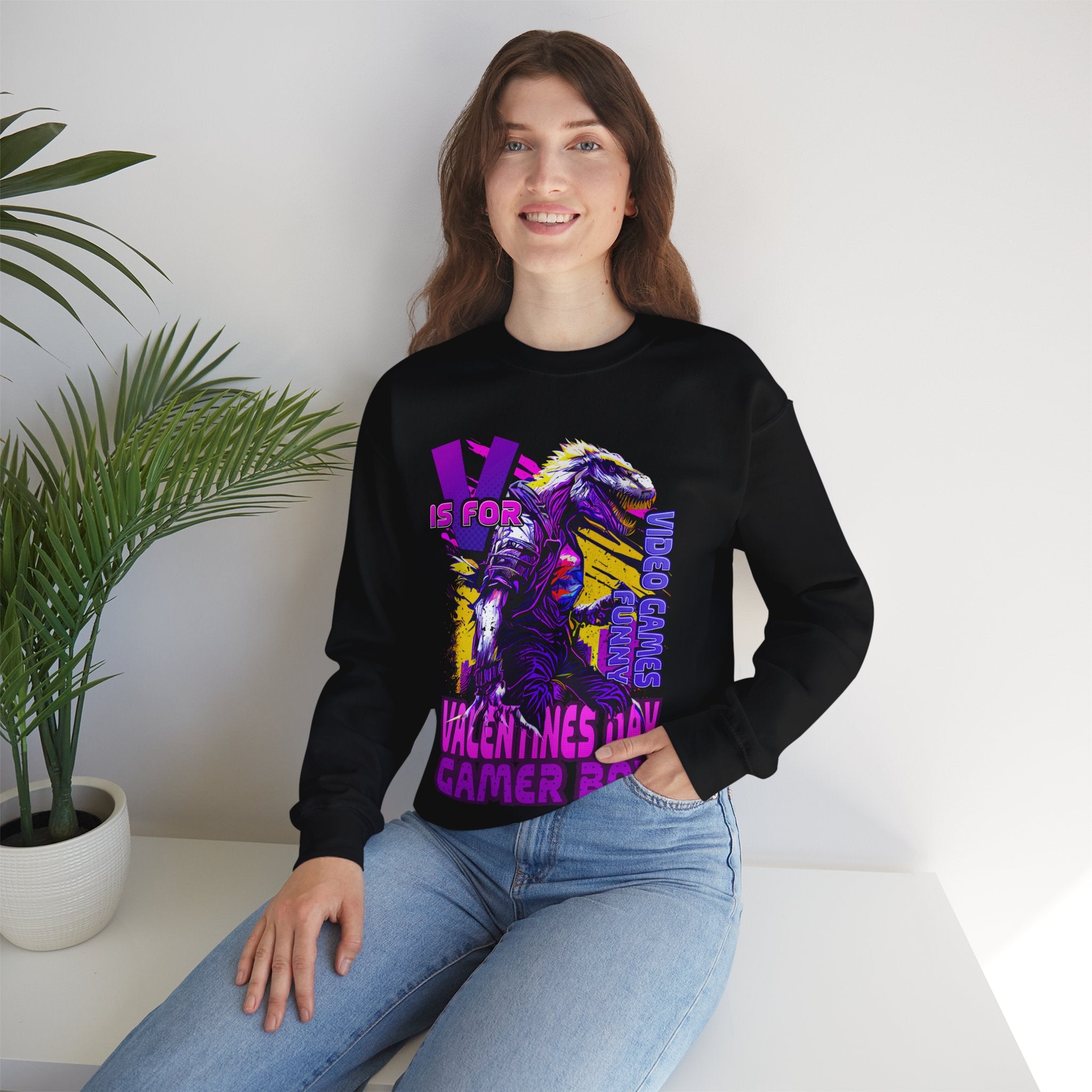 V Is For Valentines: The Fun And Funny Gamer Crewneck Sweatshirt
