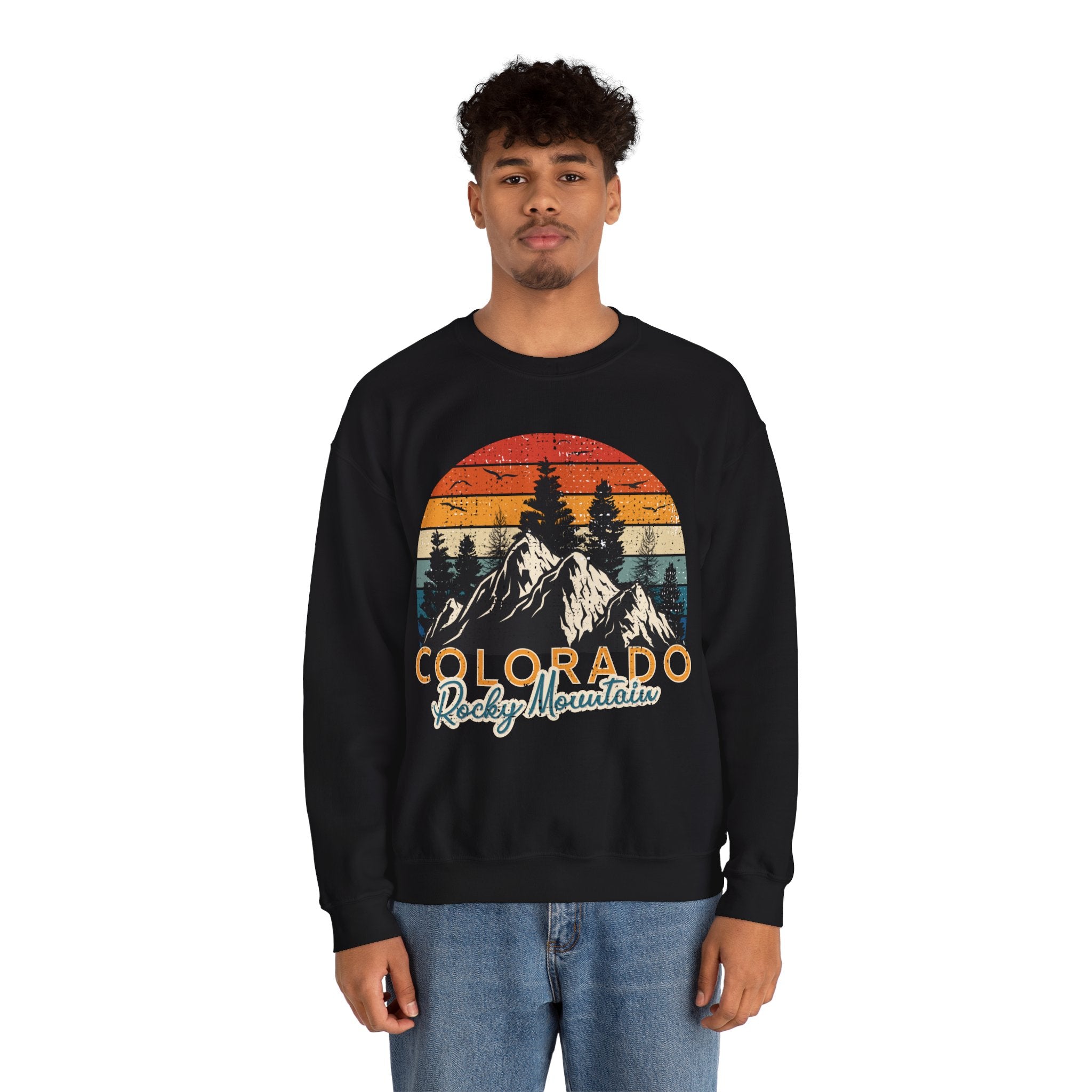 Colorado Rocky Mountain Retro Vintage Nature Crewneck Sweatshirt