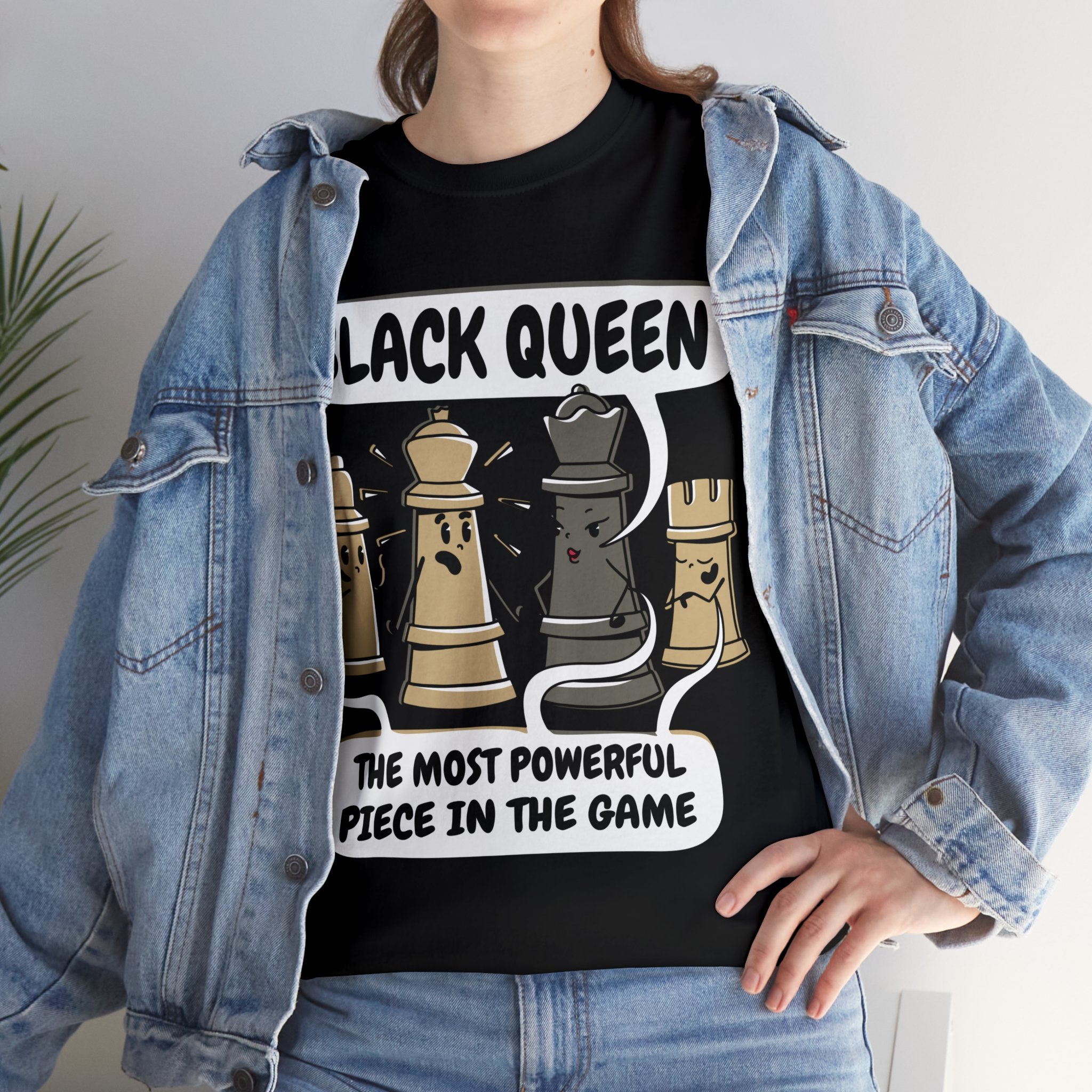 Womens Black Queen Most Powerful Chess African T-Shirt