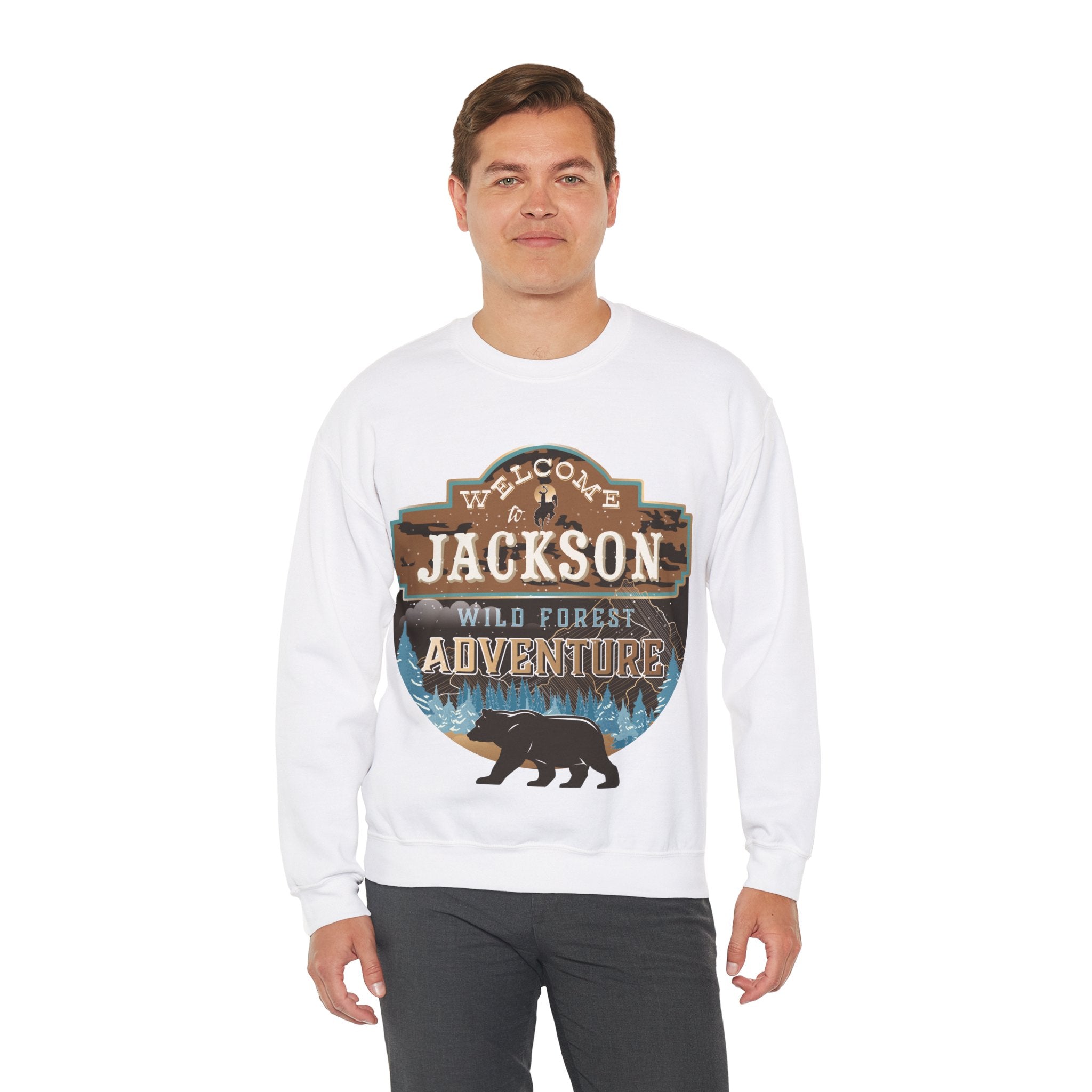 Welcome To Jackson Wyoming Adventure Lovers Crewneck Sweatshirt