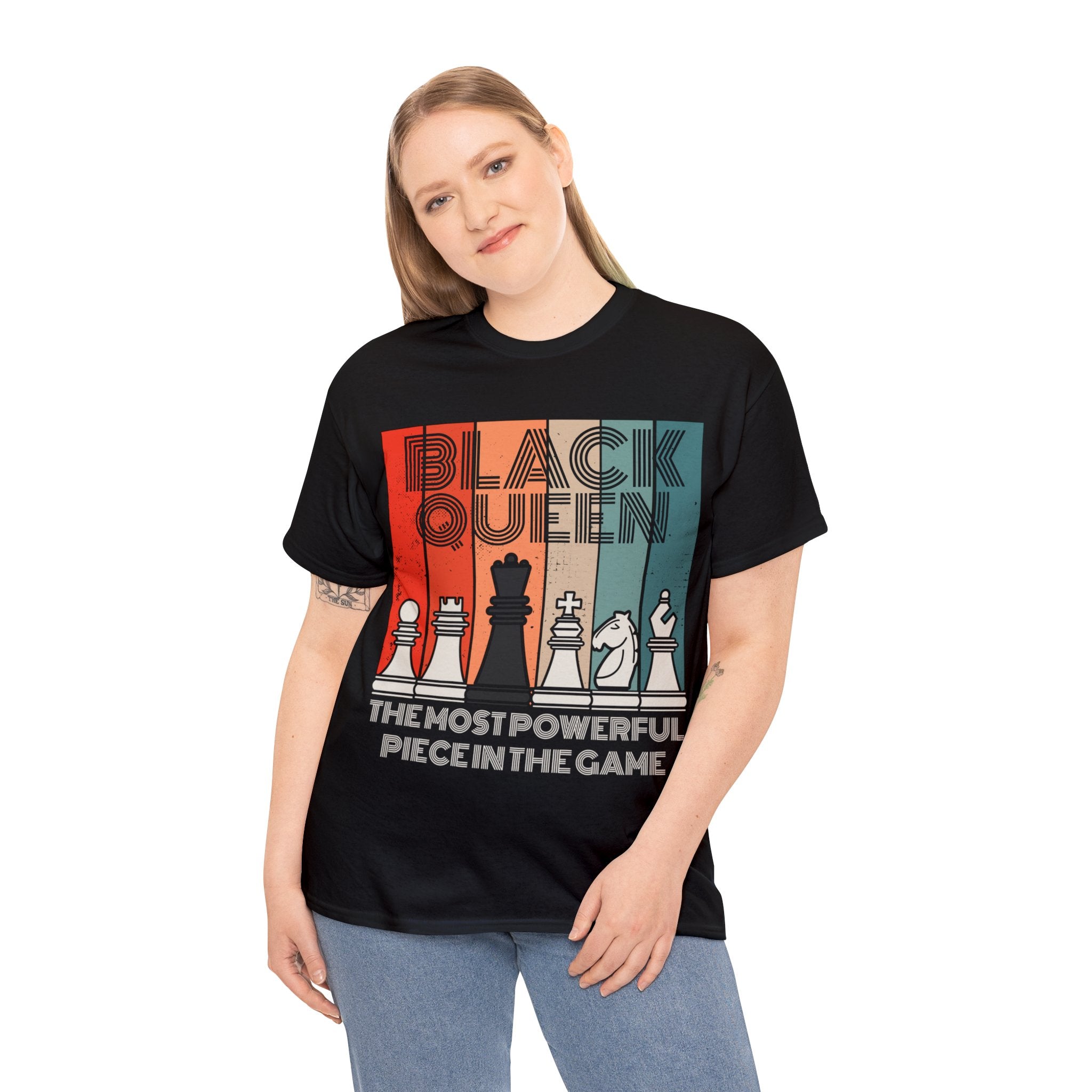 Womens Black Queen Most Powerful Chess African T-Shirt