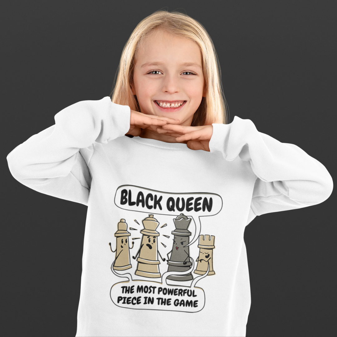 Womens Black Queen Most Powerful Chess African Crewneck Sweatshirt