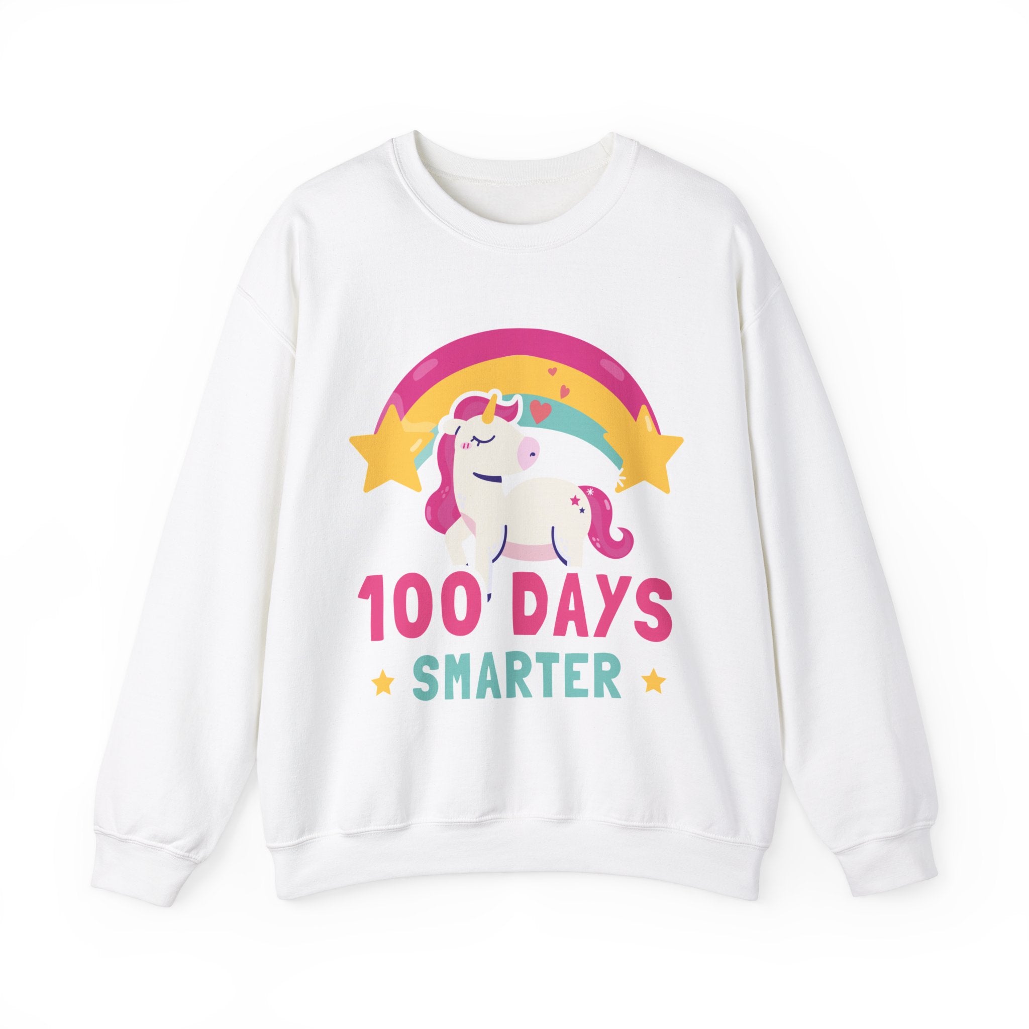 Smarter 100th Day Of School Unicorn Rainbow Crewneck Sweatshirt