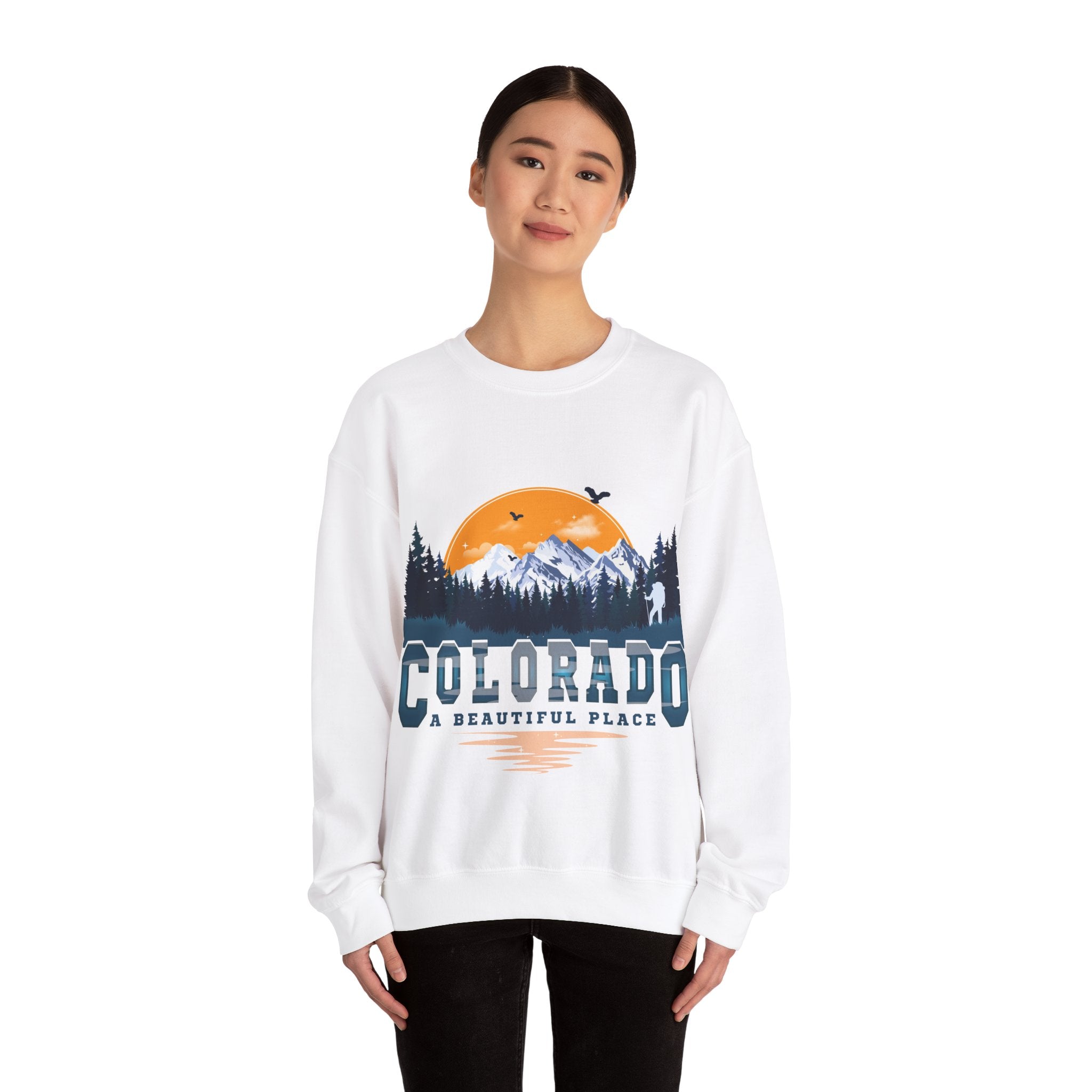 Colorado A Beautiful Place Retro Vintage Mountains Nature Hiking Crewneck Sweatshirt