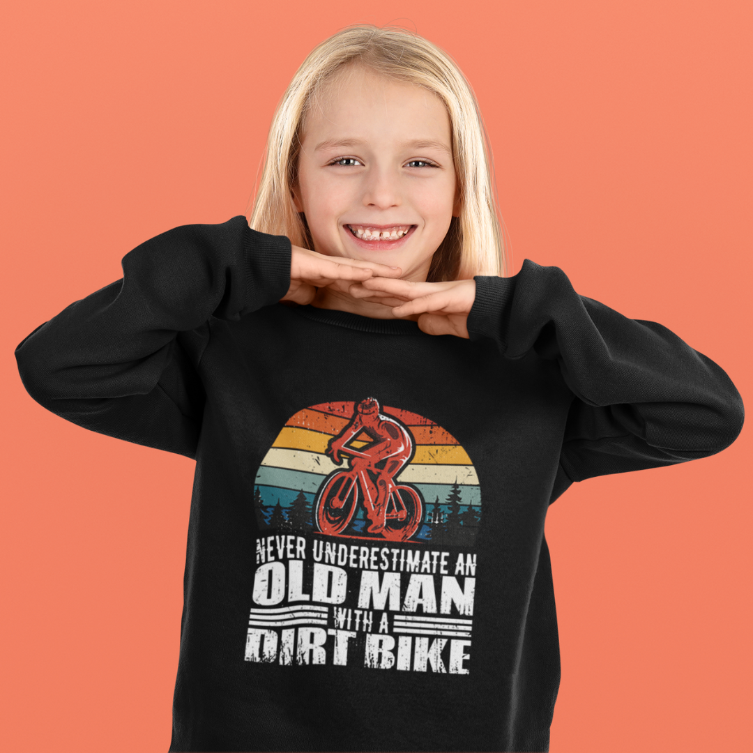 Never Underestimate An Old Man With A Dirt Bike Crewneck Sweatshirt