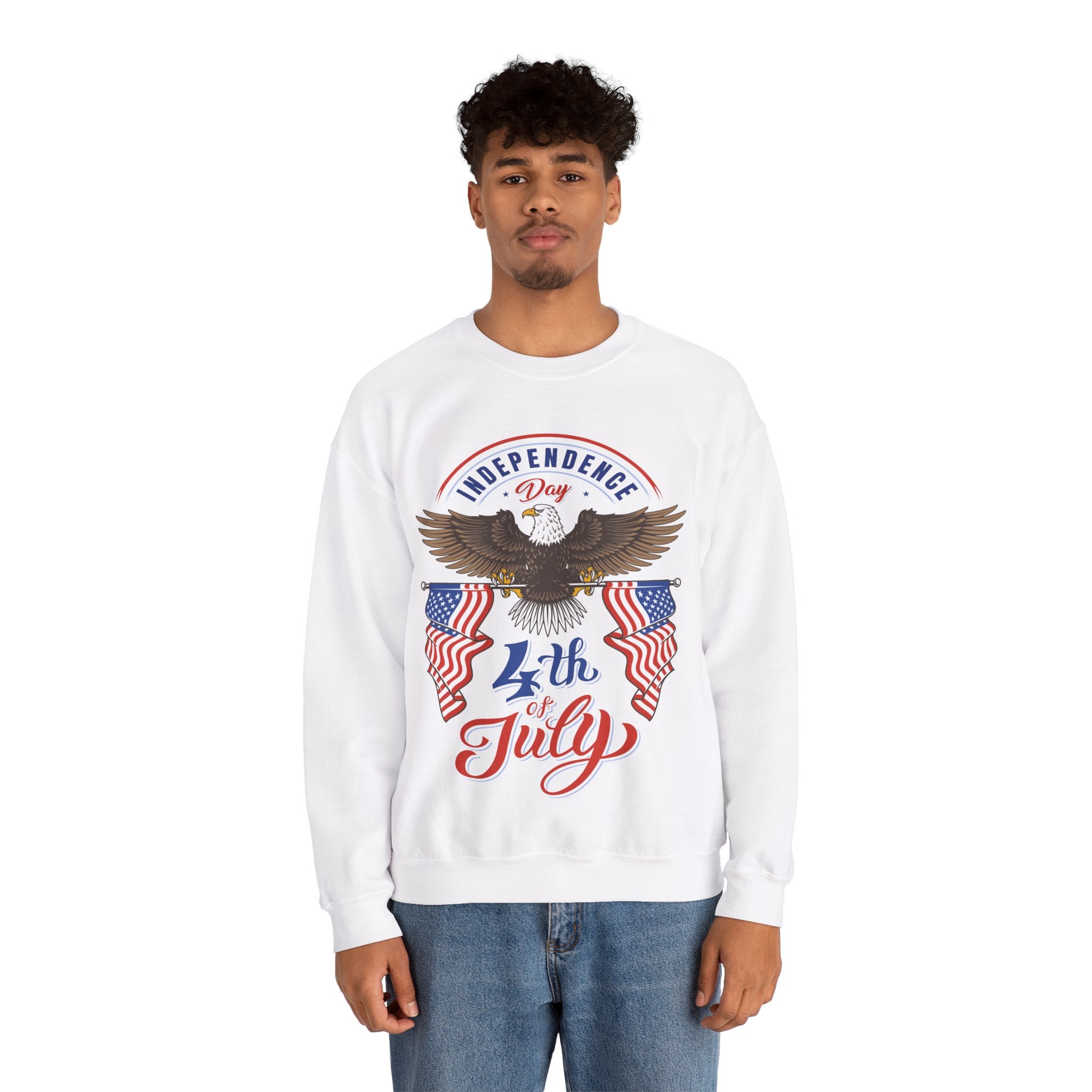 USA Fireworks 4th Of July Flag America Patriotic Crewneck Sweatshirt