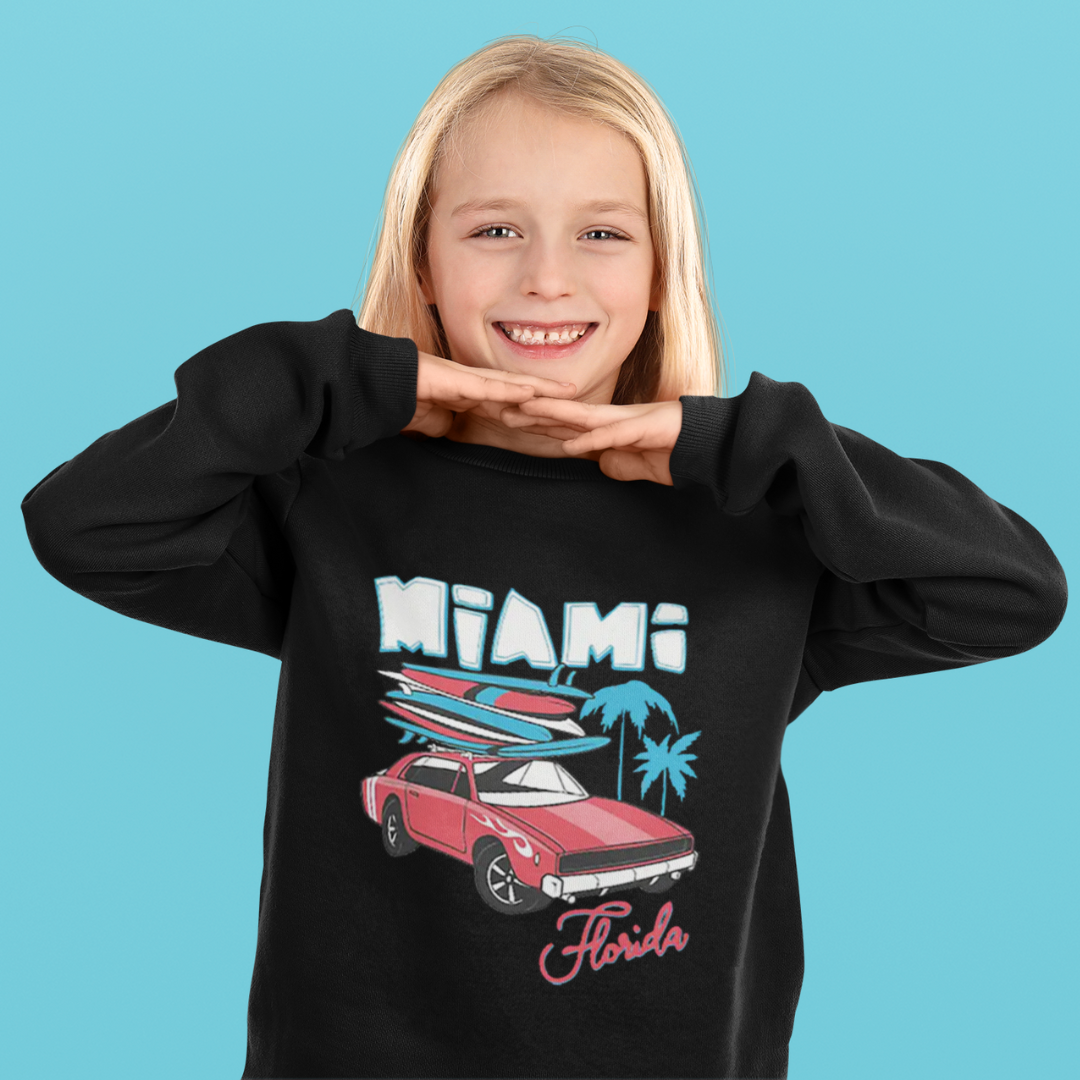 Florida Miami Beach Sun Palm Tree Souvenir Crewneck Sweatshirt