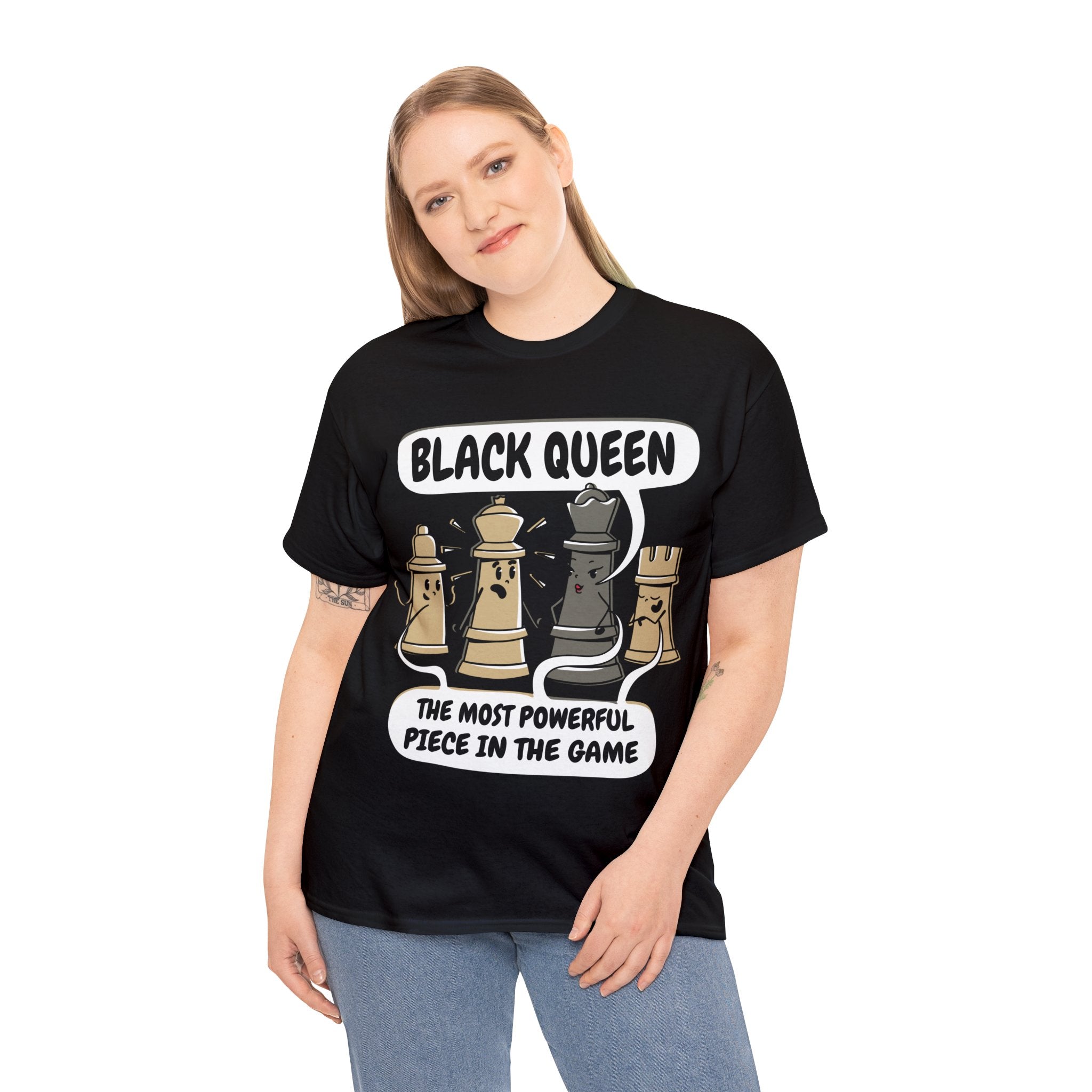Womens Black Queen Most Powerful Chess African T-Shirt
