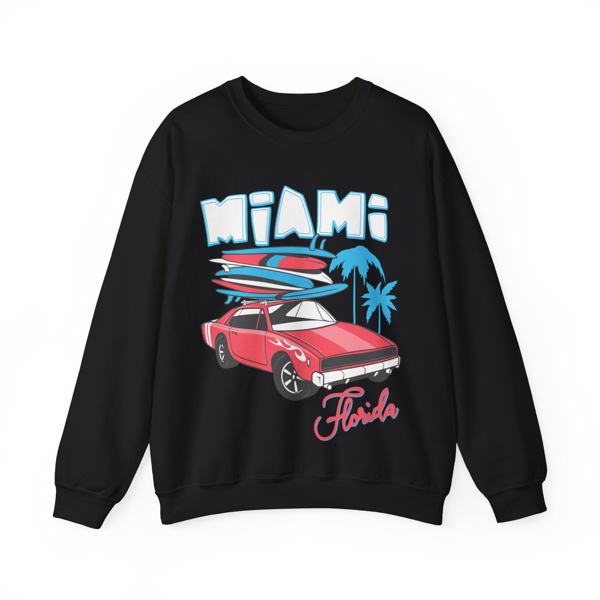 Florida Miami Beach Sun Palm Tree Souvenir Crewneck Sweatshirt