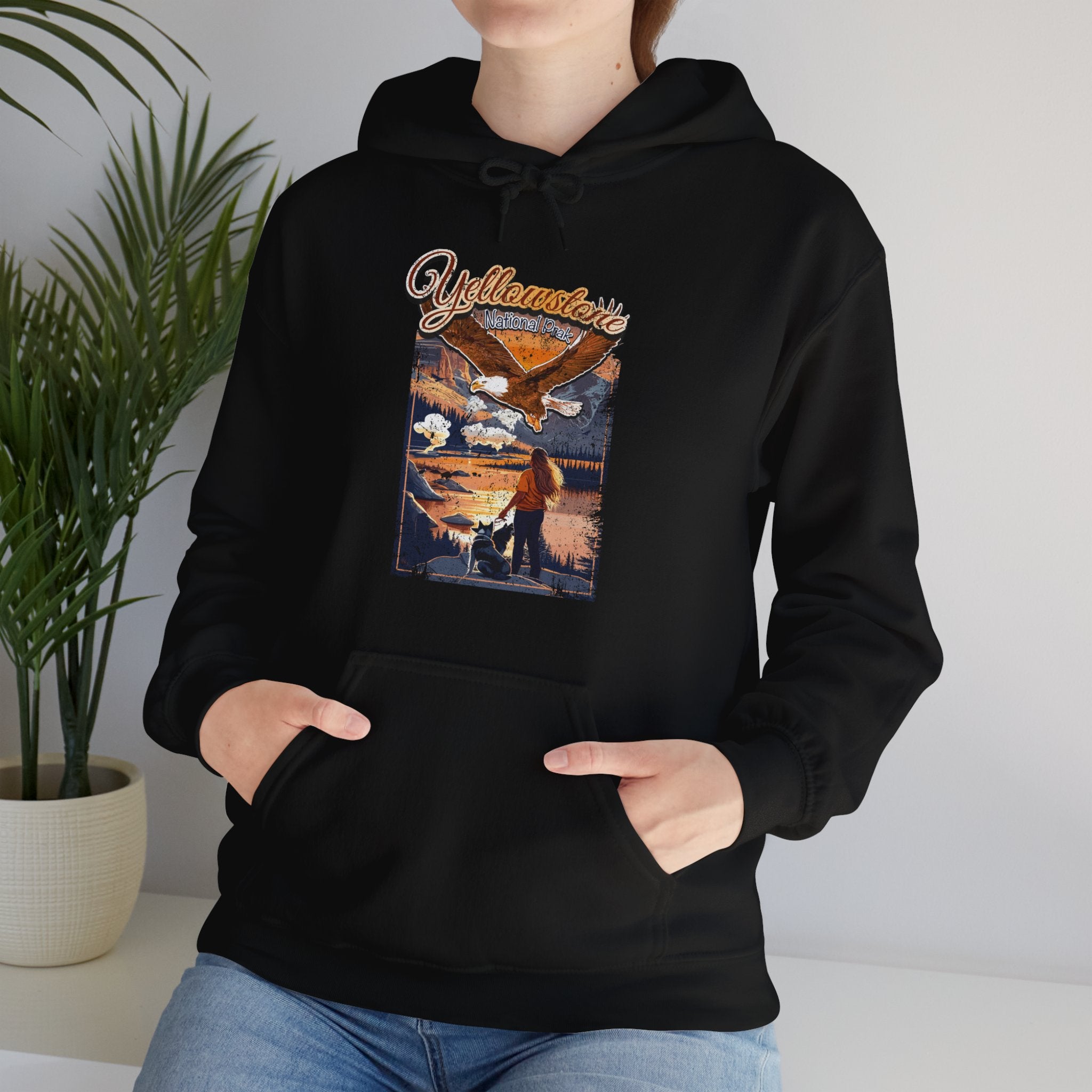 Yellowstone National Park Vibrant Sunset Over A Tranquil Lake Hoodie