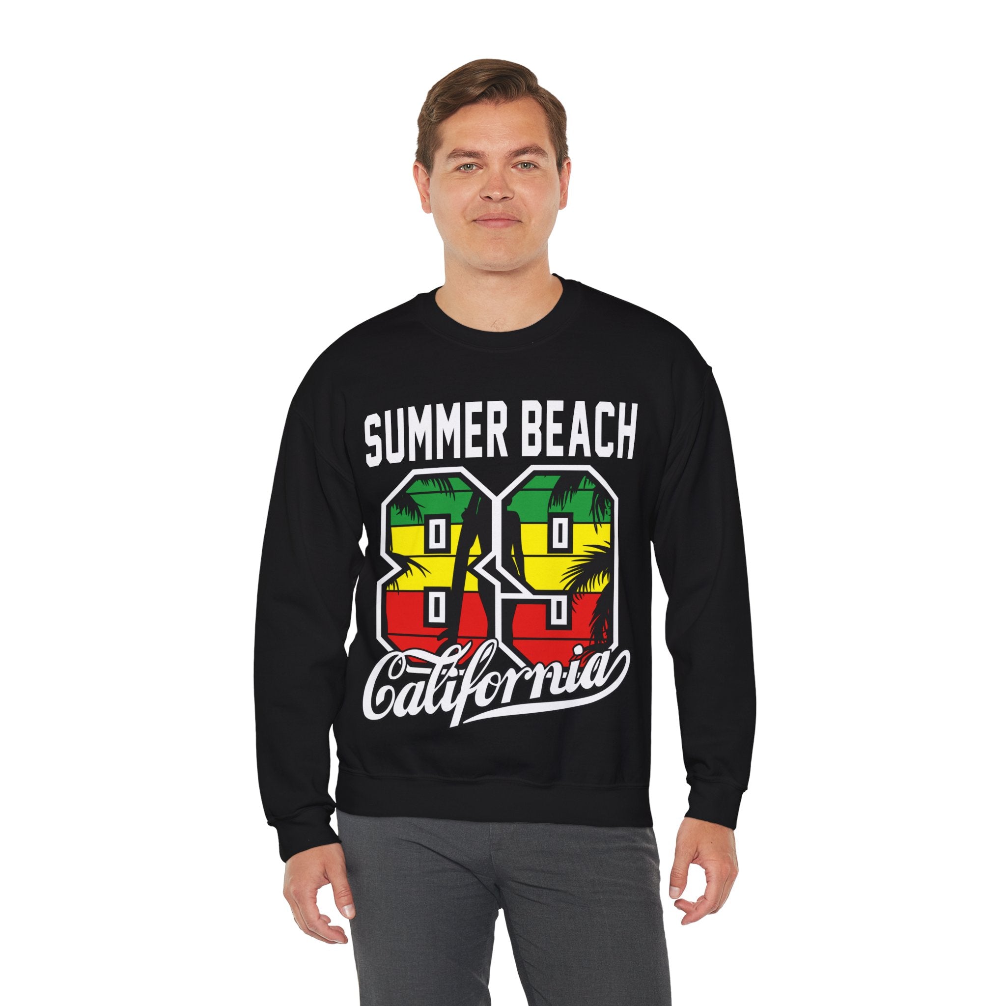 California Beach San Diego Surfing Camping Fans Crewneck Sweatshirt