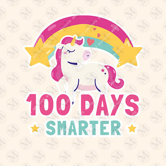 Smarter 100th Day of School Unicorn Rainbow T-Shirt
