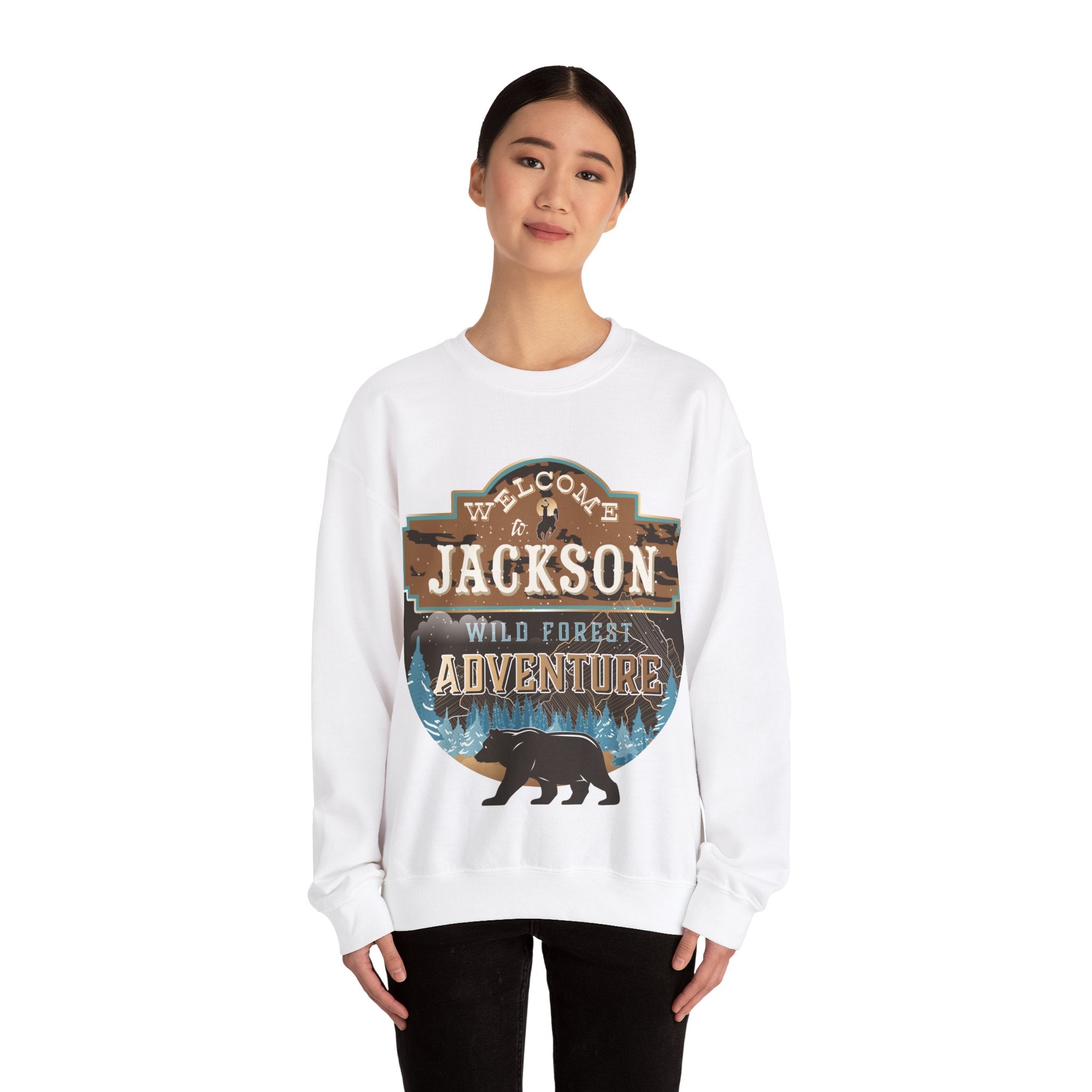 Welcome To Jackson Wyoming Adventure Lovers Crewneck Sweatshirt