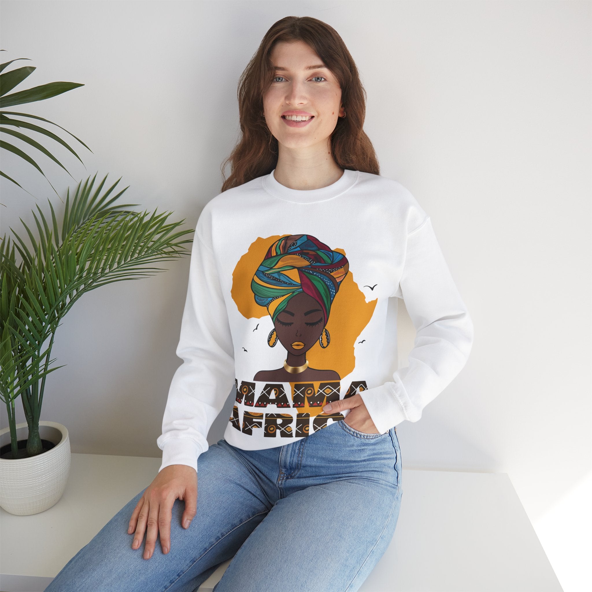 Mama Africa Map & Face Funny Top Crewneck Sweatshirt