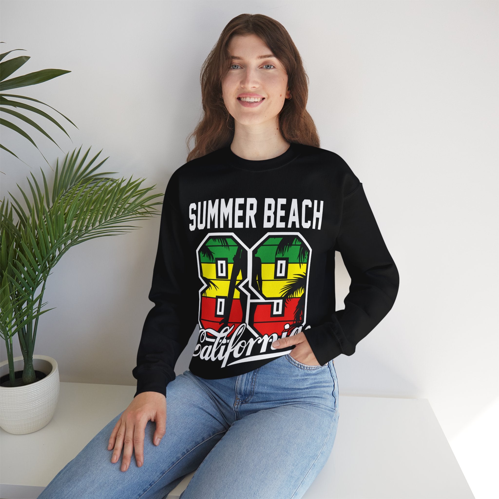 California Beach San Diego Surfing Camping Fans Crewneck Sweatshirt