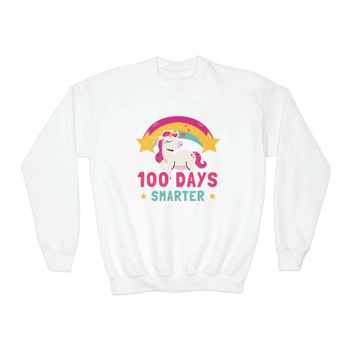 Smarter 100th Day Of School Unicorn Rainbow Crewneck Sweatshirt