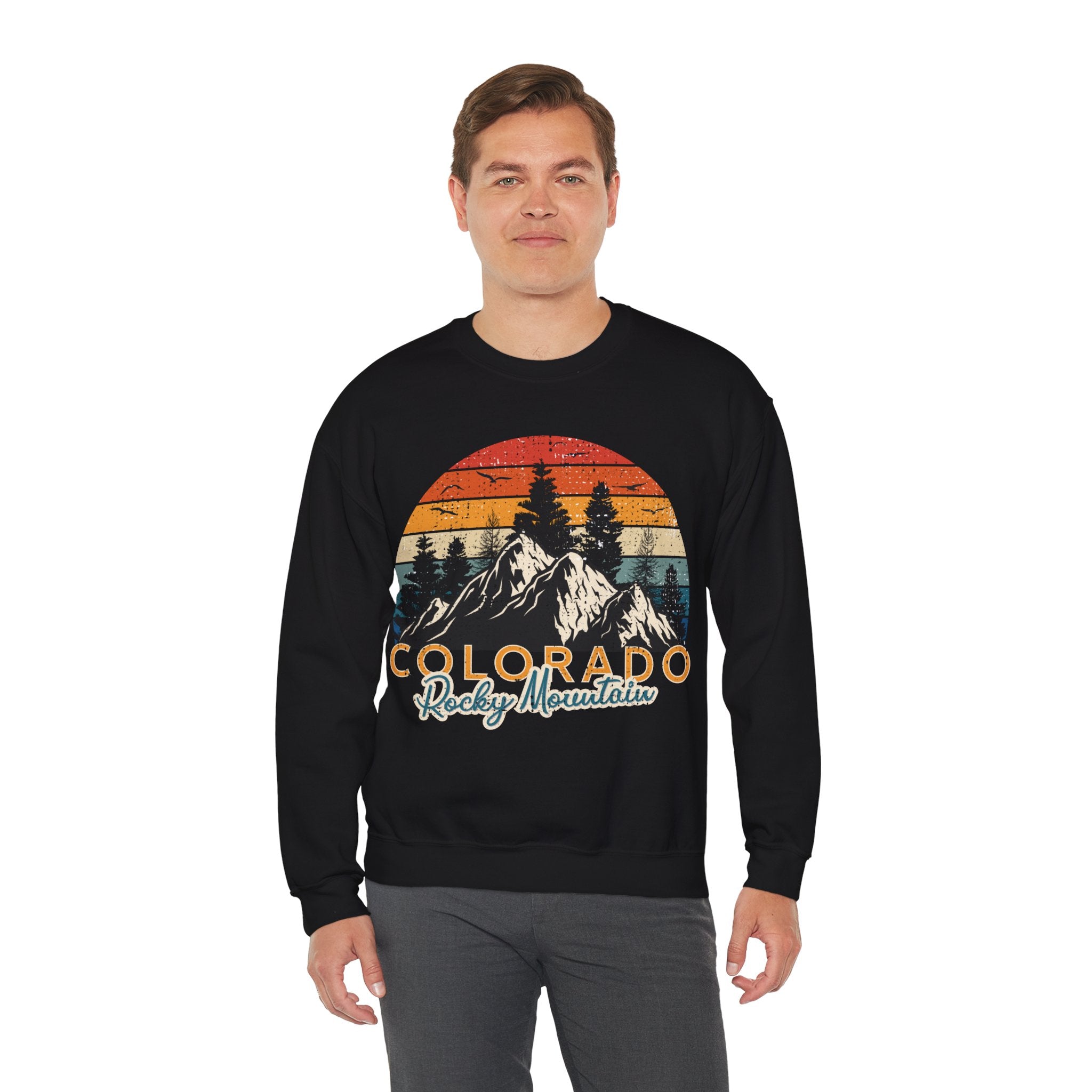 Colorado Rocky Mountain Retro Vintage Nature Crewneck Sweatshirt