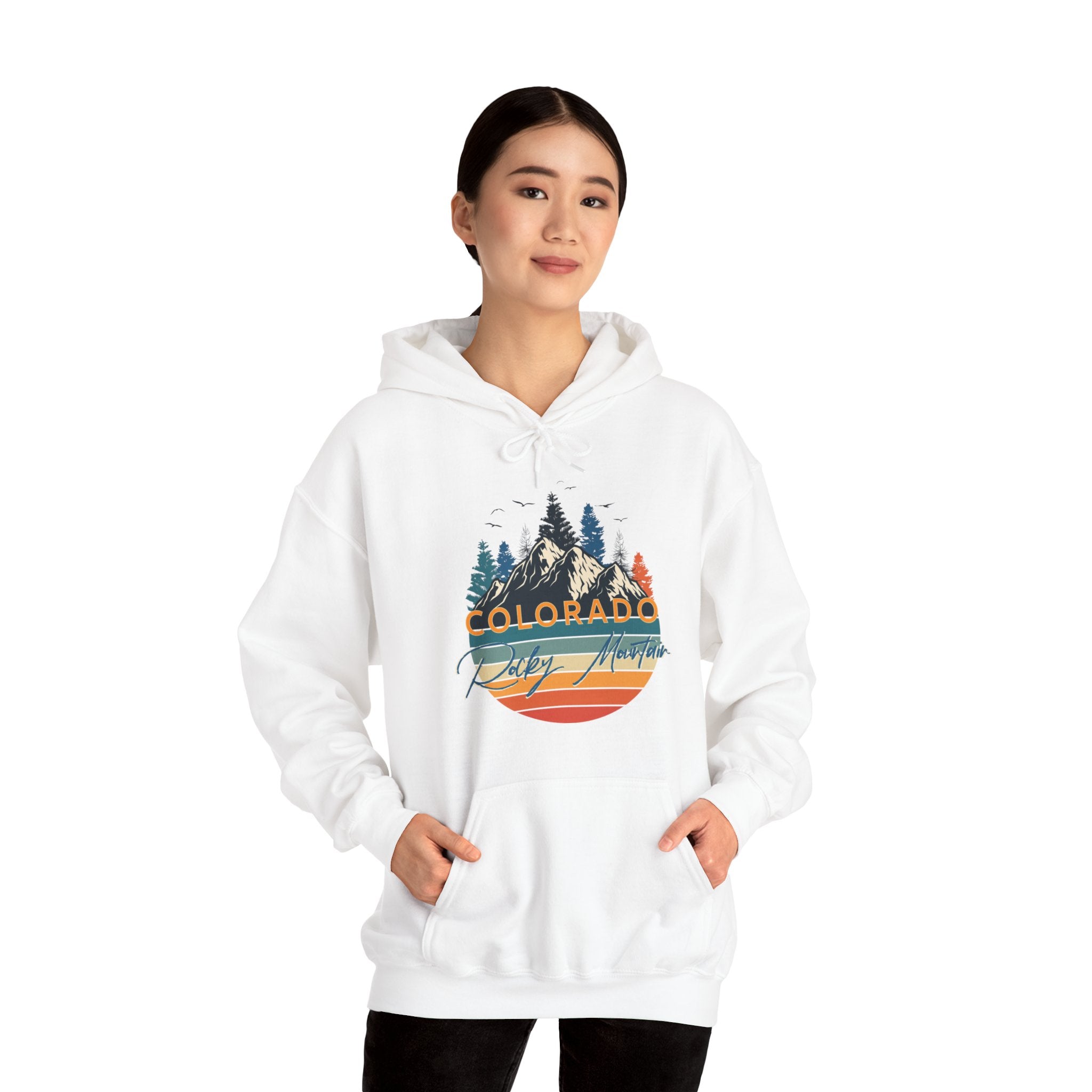 Colorado Retro Vintage Mountains Nature Hiking Hoodie