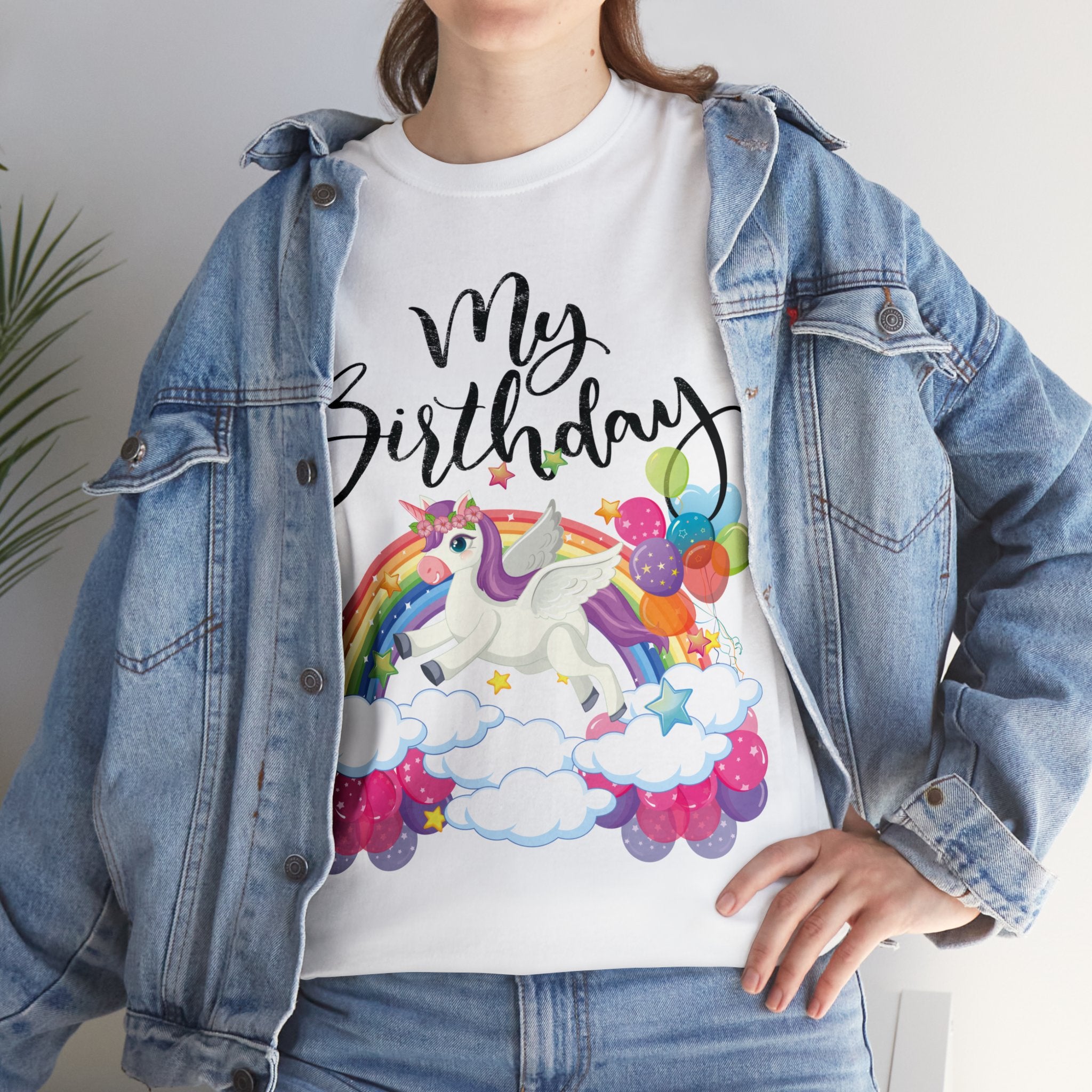 My Birthday Retro Unicorn and Rainbow T-Shirt