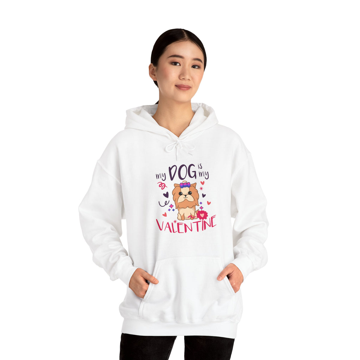 My Dog Is My Valentine Funny Puppy For Dog Lover Hoodie