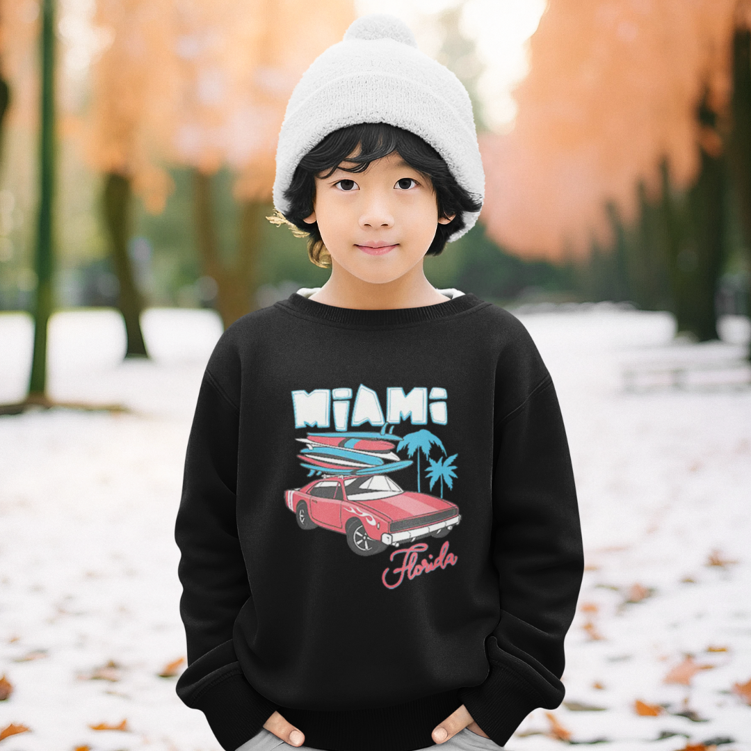 Florida Miami Beach Sun Palm Tree Souvenir Crewneck Sweatshirt