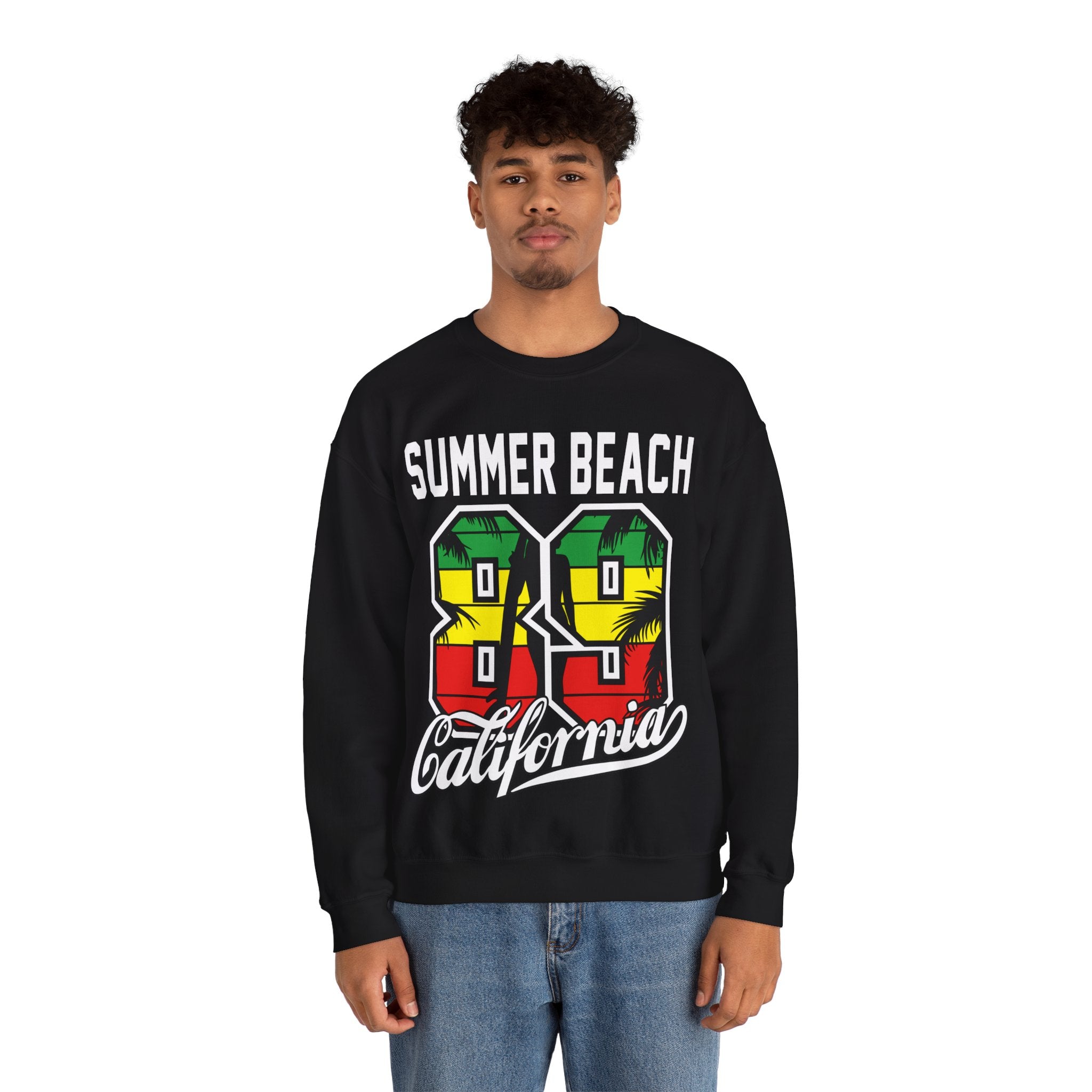 California Beach San Diego Surfing Camping Fans Crewneck Sweatshirt