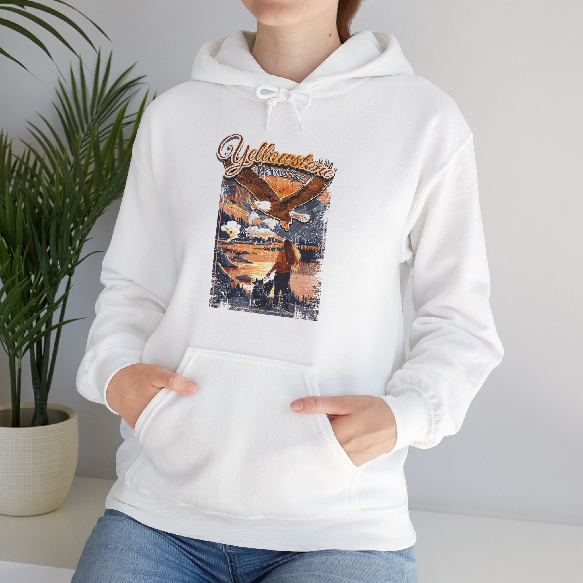 Yellowstone National Park Vibrant Sunset Over A Tranquil Lake Hoodie