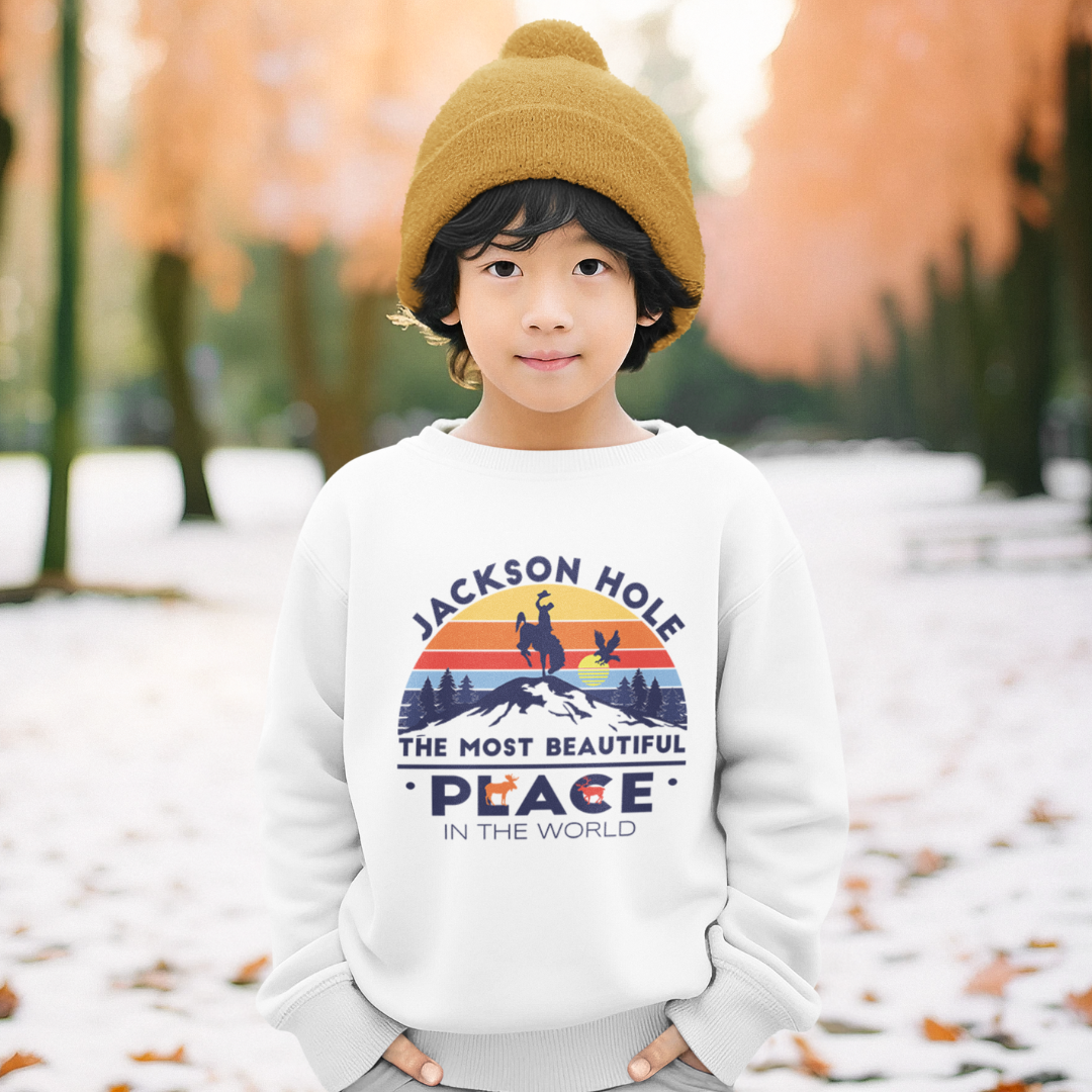 Jackson Hole The Most Beautiful Place In The World Wyoming Crewneck Sweatshirt
